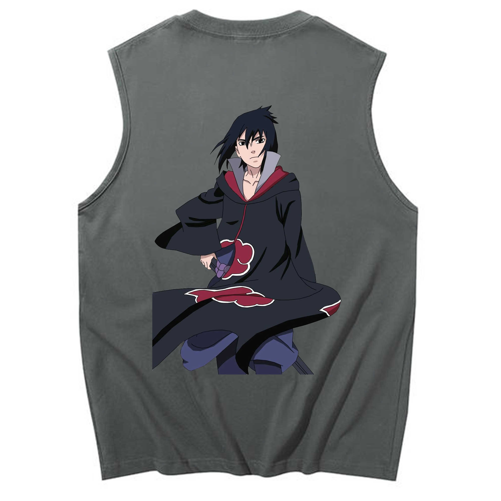 （画像用） NARUTO -ナルト- うちは サスケ Uchiha Sasuke コットン100％タンクトップ（背面プリント）
